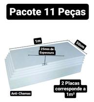11 placas de isopor eps antichamas 25mm, tamanho 100 x 50cm
