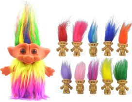 11pack PVC Vintage Troll Dolls Set, Good Lucky Dolls Chromatic Lovely for Collections, School Project, Arts and Crafts, Party Favors (Style1-11pack)