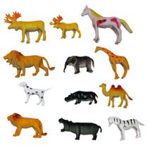12 Animais Selvagens Reino Aninal Selva Miniatura Leao Zebra