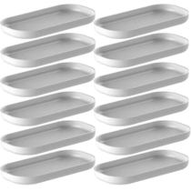 12 Bandejas Ovais Decorativas 16x8cm Brancas Ou Buffet Organização Aperitivo