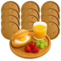 12 Bandejas Tabúa MDF Redonda 23cm Ideal P/ Decorar e Servir