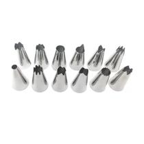 12 Bicos para Confeitar de Aço Inoxidável com 2 Adaptadores