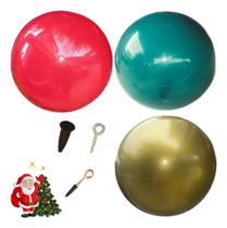 12 Bolas De Vinil 37cm Verde/vermelha/dourada Natal com Argolas