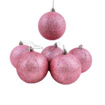 12 Bolas Natalina Glitter Rosa Escuro Decoração Árvore - Cromus
