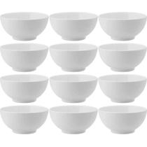 12 Bowls de Melamina Branca 400ml Restaurante 12,5x6cm Serata Açaí Frutas Tigela