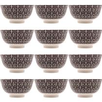 12 Bowls de Porcelana Lyor Sobremesa Cumbucas 410ml Decoradas Egypt Pretas 12 Bowls de Porcelana Lyor Sobremesa Cumbucas 410ml Decoradas Egypt Pretas