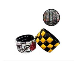 12 Braceletes Pulseiras Xadrez Rock In Roll Rebite Caveira - Bicudos Acessorios