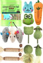 12 Brinquedos com Catnip e Silvervine para Gatos - Kidpet