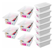 12 Caixa Organizadora 11L Plastico Branco Multiuso Com Tampa Sanremo 12 Caixa Organizadora 11L Plastico Branco Multiuso Com Tampa Sanremo