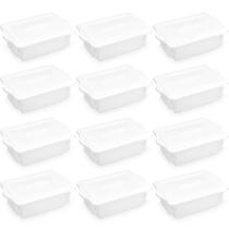 12 Caixas Plásticas Organizadoras para Alimentos 10L Cestos Empilháveis Brancos com Tampa 12 Caixas Plásticas Organizadoras para Alimentos 10L Cestos Empilháveis Brancos com Tampa