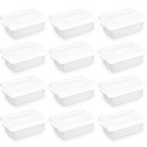 12 Caixas Plásticas Organizadoras para Alimentos 10L Cestos Empilháveis Brancos com Tampa 12 Caixas Plásticas Organizadoras para Alimentos 10L Cestos Empilháveis Brancos com Tampa