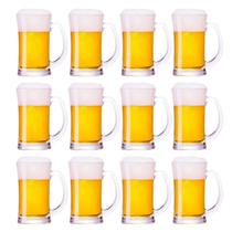 12 Canecas Chopp e Cerveja de Vidro Grosso 350ml Transparente Resistente Restaurante Bar Choperia
