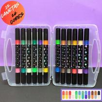 12 Canetas Hidrografica Com Glitter Ponta Dupla 24 Cores Ref. JF493