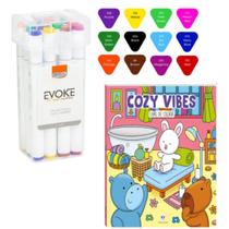 12 Canetas Marcadora Dual Marker + Bobbie Goods Anti Stress