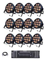 12 Canhao 12 Leds 18w Rgbwa Strobo + Mesa Dmx C/cabos 10m