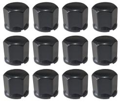 12 Capa de Porca Sextavada Black Preta Cubo Roda 24mm Baixa