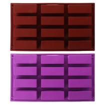 12 Cavity Rectangle Silicone Sabão Bolo De Chocolate Doce Assar Bakeware Molde Ice Cube Bandeja Handmade DIY - Multi