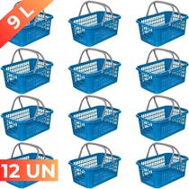 12 Cesta Cestinha Plástica Supermercado Mercado Reforçado 9L - Usual Utilidades