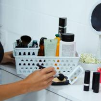 12 Cestos Organizador de Gaveta Multiuso Retangular 28x11x8cm Branco Armário