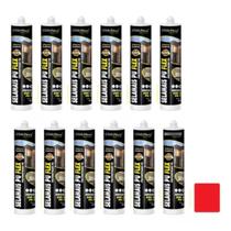 12 Cola Selante Adesivo Silicone Pu Flex Poliuretano Vermelho