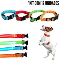 12 Coleira Para Cachorro Pet Com Led Tamanho P Regulável