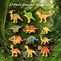 12 conjuntos de simulação colorida de ornamento do modelo de traje de dinossauro