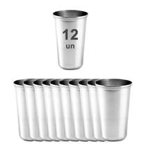 12 Copos Aço Inox Resistente Grande Cerveja Agua Suco 250ml