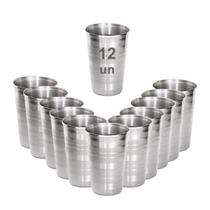 12 Copos Aço Inox Resistente Grande Cerveja Agua Suco 390ml