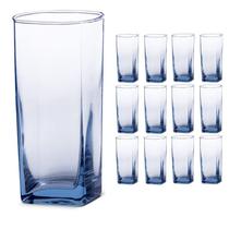 12 Copos Bali Quadrado 320ml Colorido Mesa Lindo Luxo Azul