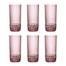 12 Copos Cristal Água 490 Ml Lilás America 20S Bormioli