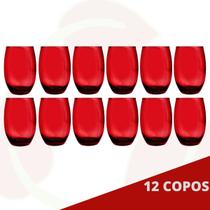 12 Copos de Vidro California Redondo 450ml Grande Vermelho 12 Copos de Vidro California Redondo 450ml Grande Vermelho