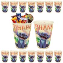 12 Copos Lilo Stitch Festa Lembrança Doce Sacolinha Surpresa
