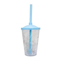 12 Copos Twister Com Tampa e Canudo Cristal Colorido 400ml