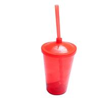 12 Copos Twister Com Tampa e Canudo Cristal Colorido 400ml