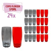 12 Copos Vermelho + 12 Copos Cinza Florida Mesa Posta 370ml 12 Copos Vermelho + 12 Copos Cinza Florida Mesa Posta 370ml