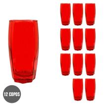 12 Copos Vidro Florence Luxo 370ml Vermelho Casa Linda 12 Copos Vidro Florence Luxo 370ml Vermelho Casa Linda