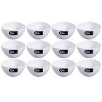 12 Cremeiras 250ml Cumbuca Plástica Branca Petiscos Potes Triangulares Coza