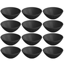 12 Cumbucas Tigelas Plásticas Preta 400ml Bowl Sushi Sobremesa Restaurante Hotel