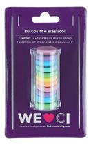 12 Discos Médio Colorido + 2 Elásticos Caderno Inteligente