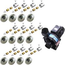 12 Dispositivos de Hidromassagem Inox Flat + Bomba Sodramar Piscina