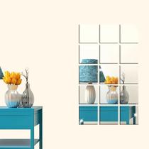 12 Espelho em Acrílico Adesivo Decorativo Quadrado 15x15cm