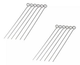 12 Espetos Churrasco Aço Inox Ponta Espetinho Carne