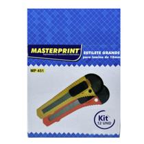 12 Estilete Largo Plástico Lâmina 18mm C/trava De Segurança