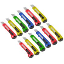 12 Estiletes Profissional Com Trava 18mm Escolar Escritório 12 Estiletes Profissional Com Trava 18mm Escolar Escritório