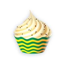 12 Forma Papel Cupcake Listrado Festa Copa Do Mundo Futebol - Dhs Shop