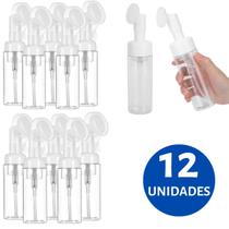 12 Frascos Transparentes Skin Care Espumador Pump Escova Cerdas Macias