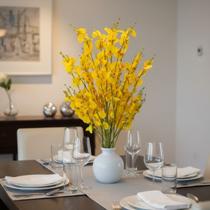 12 Galhos de orquídea artificial chuva de ouro 90cm Delicadas e prontas para uso interno - DE8855