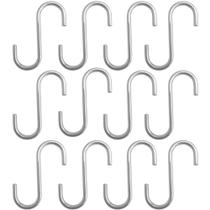 12 Ganchos Cromados Tipo S 2cm Schimitt para Barra Suporte de Utensílios Cozinha