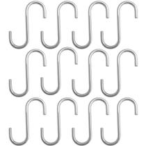 12 Ganchos Cromados Tipo S 2cm Schimitt para Barra Suporte de Utensílios Cozinha