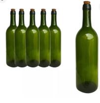 12 Garrafas de Vidro Bordalesa Verde Bico de Rolha 750ml S/ Rolha